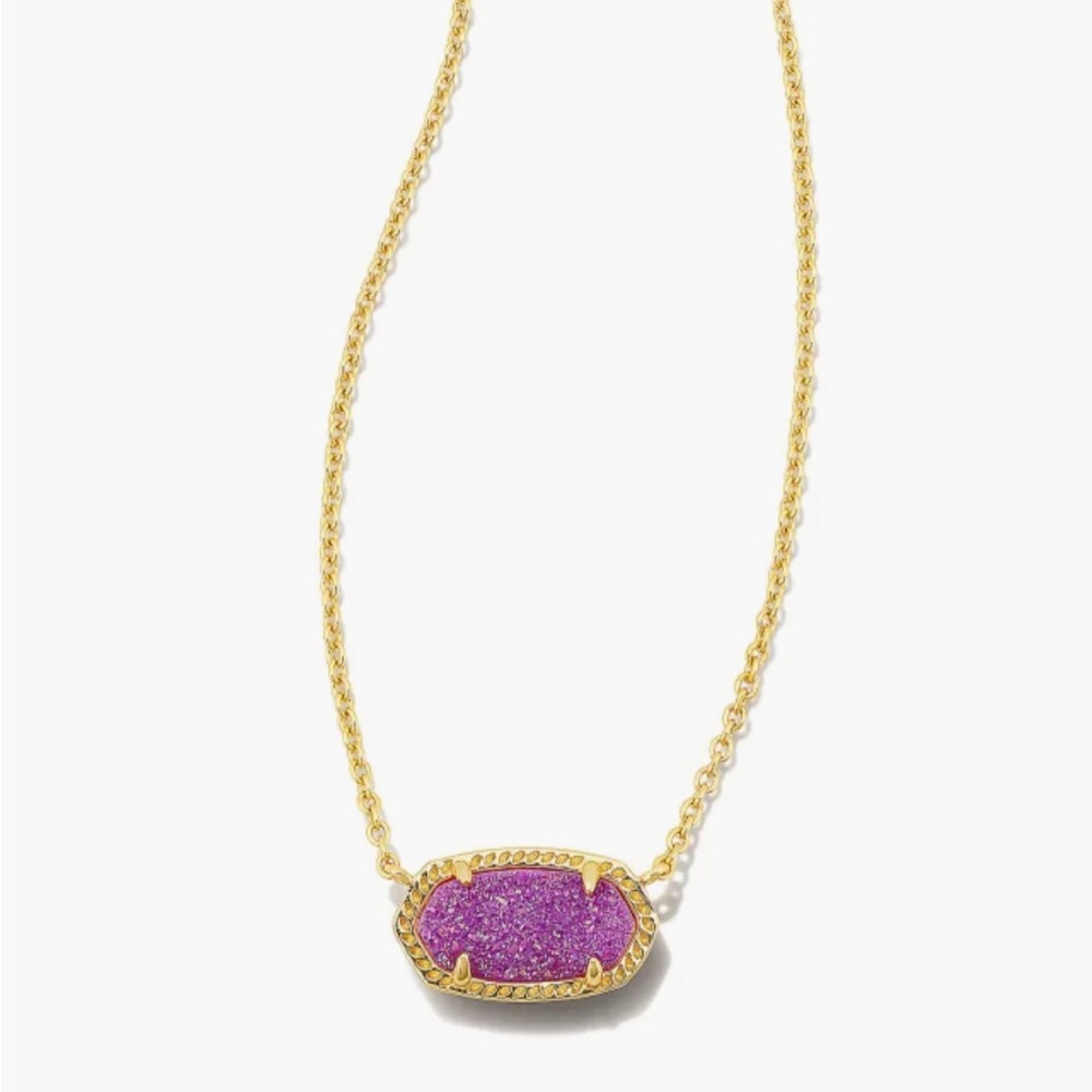 Kendra Scott - Gold Pendant Necklace in Mulberry Drusy